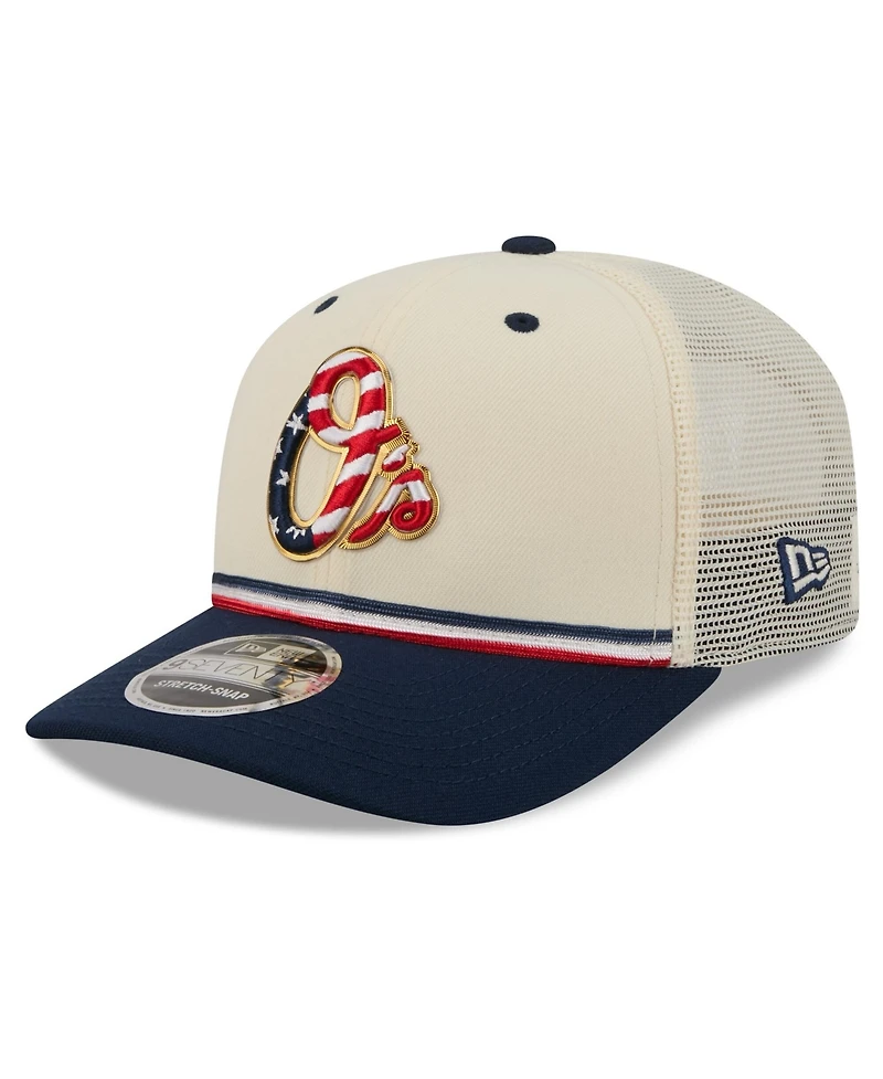 New Era Men's Cream/Navy Baltimore Orioles Usa 250 Fourth of July 9SEVENTY Adjustable Hat
