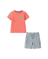 Andy & Evan Little Boys Short Sleeve Summer Shades Tee and Quilted Short Set