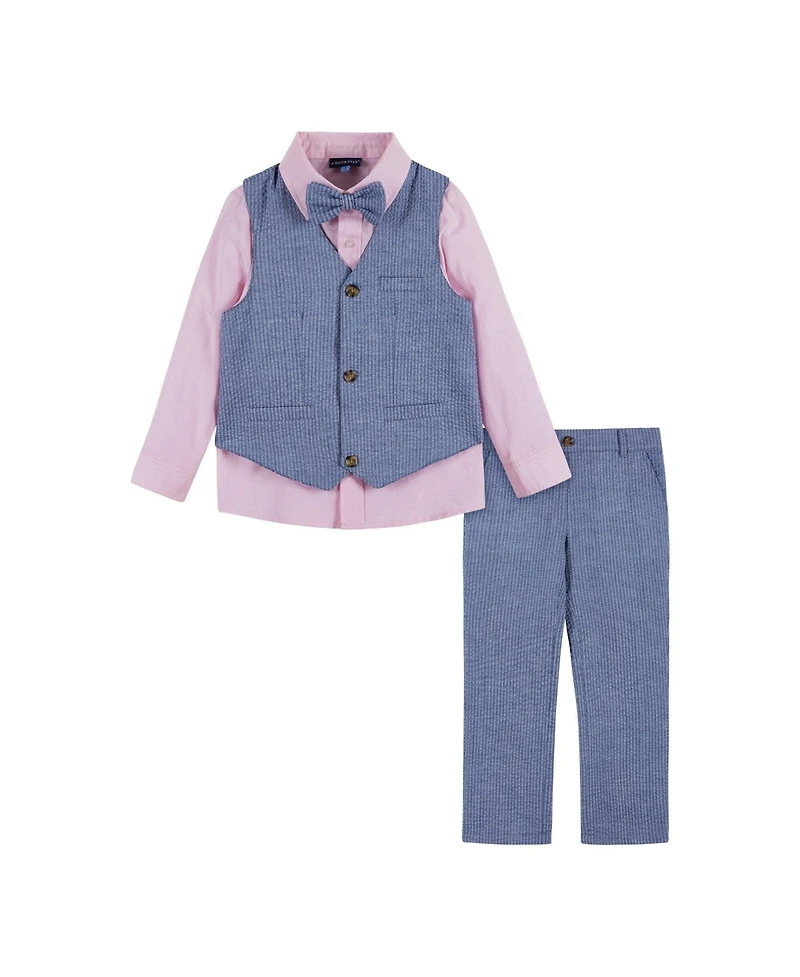 Andy & Evan Big Boys Toddler/Child Seersucker Vest Suit Set