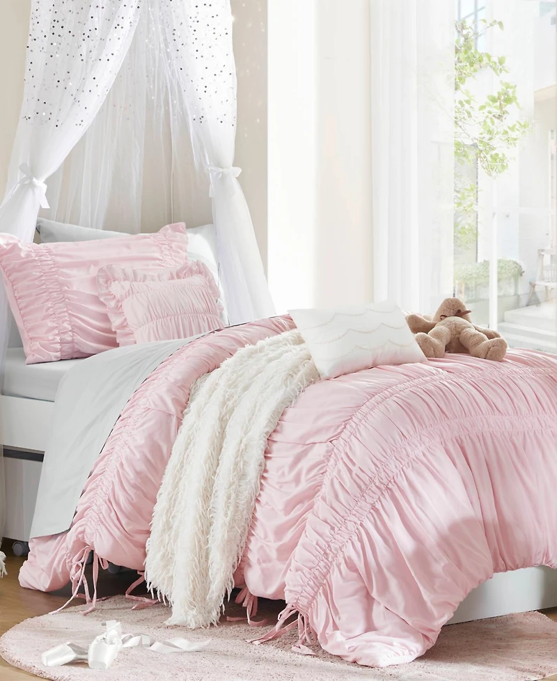 Intelligent Design Ivy Ruched Bow Tie 4-Piece Comforter Set, Twin/Twin Xl