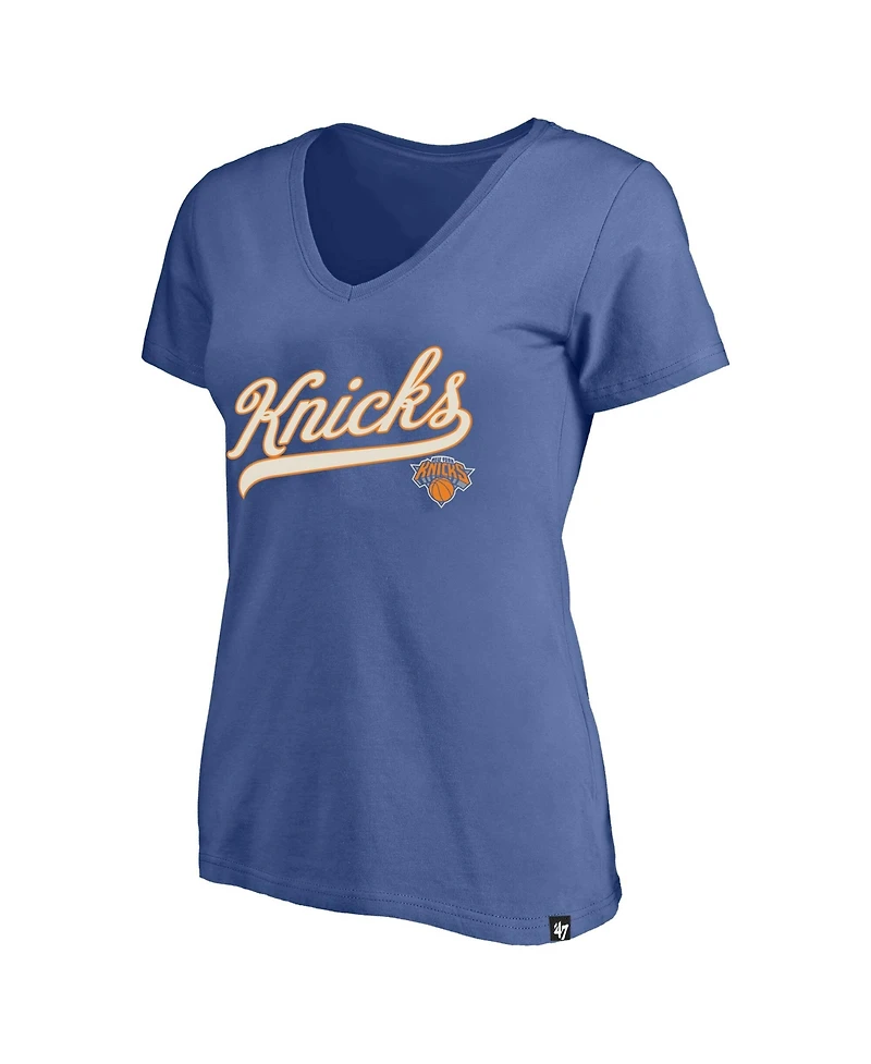 Profile Women's Blue New York Knicks Plus Sweep V-Neck T-Shirt