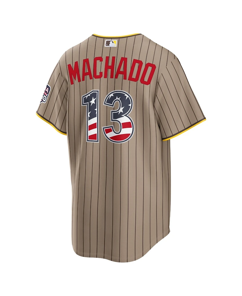 Nike Men's Manny Machado Khaki San Diego Padres Usa 250 Fourth of July Stadium Jersey