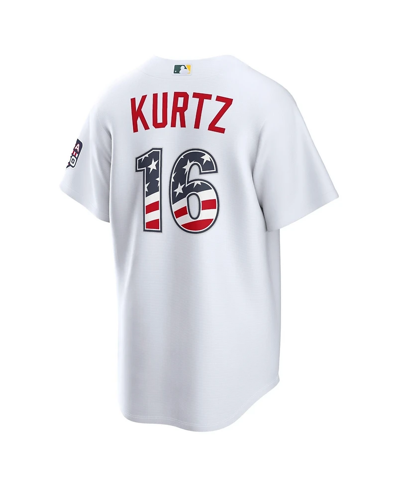 Nike Men's Nick Kurtz White Athletics Usa 250 Fourth of July Stadium Jersey