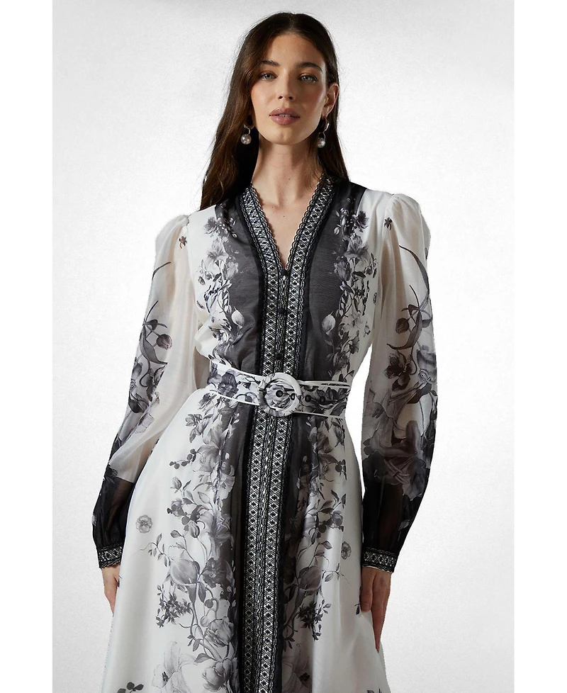 Coast Women's Printed Organza Shirt Dress