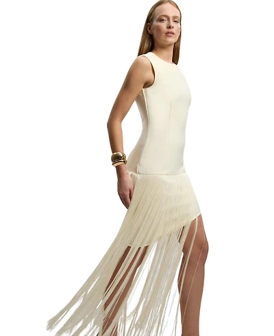 Karen Millen Women's Form Fit Bandage Tassel Hem Mini Dress
