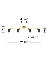 Pro Track 4-Light Heads Led Ceiling Track Light Fixture Kit GU10 Dimmable Directional Gold Black Modern Kitchen Bathroom 32 1/4" Wide