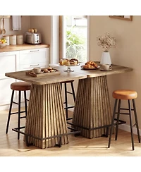 Tribesigns 37.4"H Square Bar Table: Farmhouse counter height pub table with metal footrest. For home bar, tavern, coffee corner.