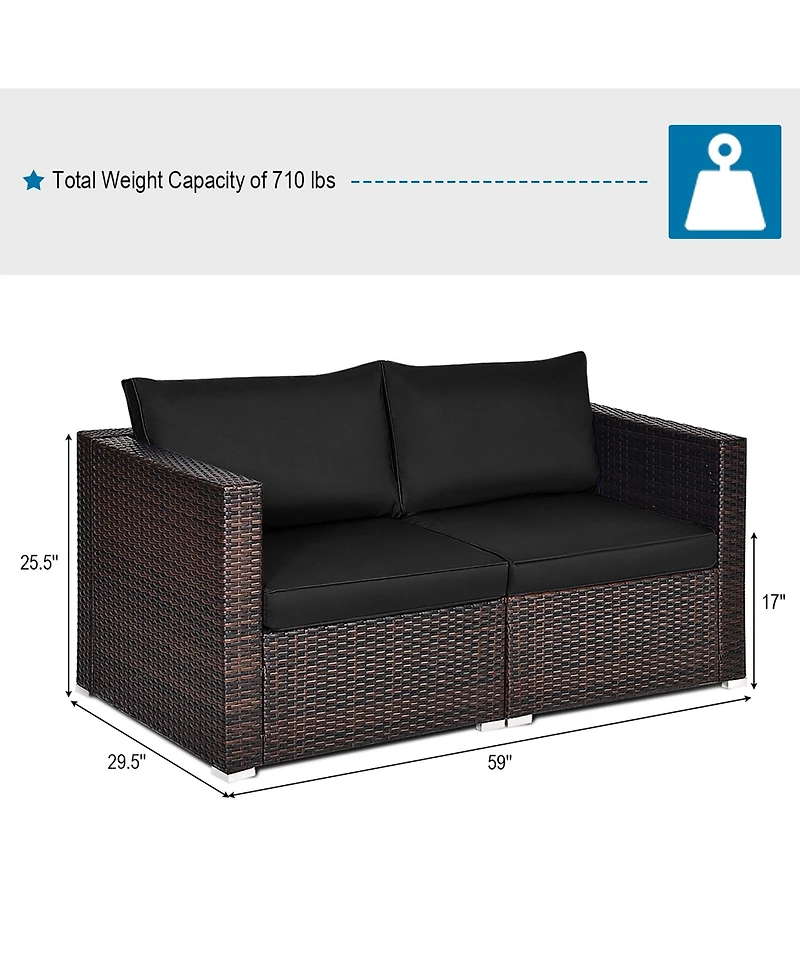 Costway 2Piece Patio Rattan Corner Sofa Sectional Furniture Set