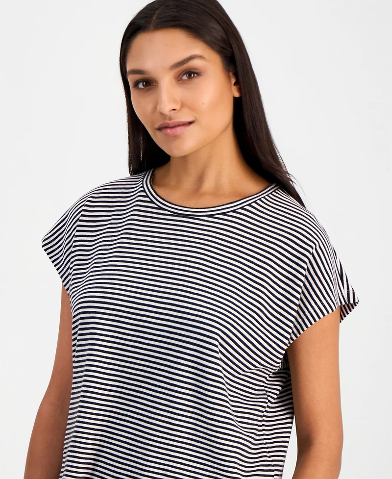 Eileen Fisher Women's Cotton Striped Cap-Sleeve Crewneck Tee