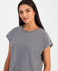 Eileen Fisher Women's Cotton Striped Cap-Sleeve Crewneck Tee