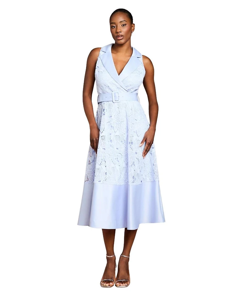 Coast Women's Satin Trim Lace Collard Midi Dress