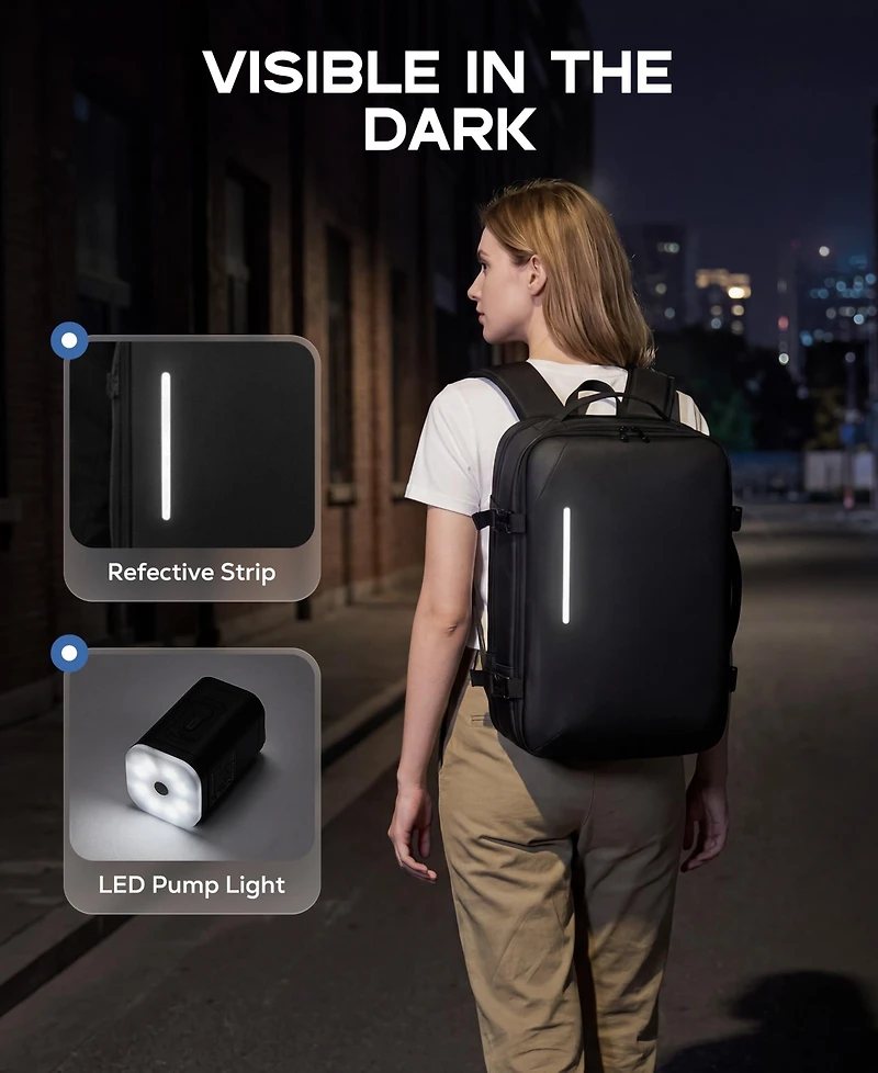 Sugift Expandable Travel Backpack with Usb Charging Port, 20 to 30 Liters Carry On Backpack with Laptop Compartment, Water-Resistant Business Backpack