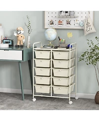 Gouun 10-Drawer Rolling Storage Cart with Lockable Wheels