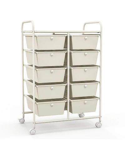 Gouun 10-Drawer Rolling Storage Cart with Lockable Wheels