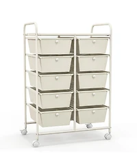 Gouun 10-Drawer Rolling Storage Cart with Lockable Wheels