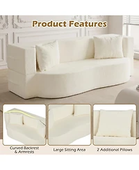 Slickblue 2-in-1 Floor Sofa Bed with Teddy Fleece Upholstery and 2 Cushions