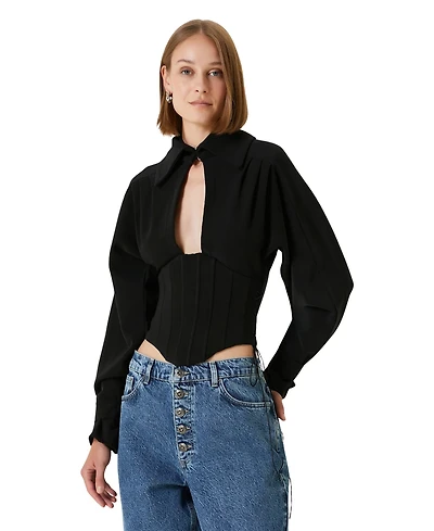 Pcfg Women's Tops and Tees Wool-Blend Corset Blouse
