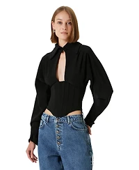 Pcfg Women's Tops and Tees Wool-Blend Corset Blouse