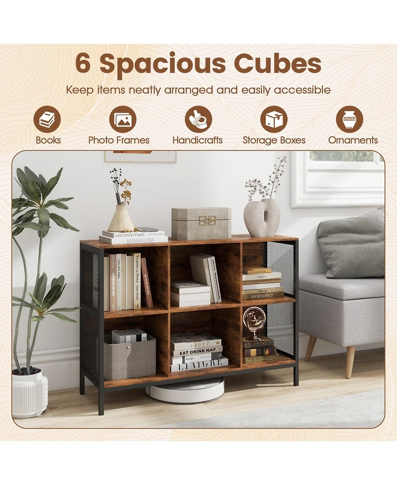 Slickblue Wide 6 Cube Storage Bookcase with Open Cubby Display Shelves