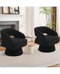 homfan Modern Swivel Barrel Chairs, Soft Round Lounge Hollowed Back, 360degree(s) Rotating Base for Living Room, Bedroom, Vanity, Reading Nook