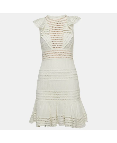Pre-Owned Zimmermann Women's Cotton and Lace Ruffled Mini Dress