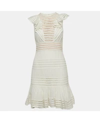 Pre-Owned Zimmermann Women's Cotton and Lace Ruffled Mini Dress