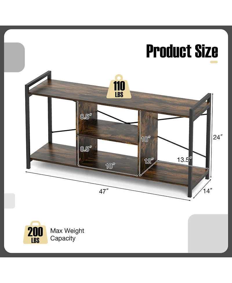 Slickblue 55 Inch Tv Stand Industrial Media Console Entertainment Center Cabinet