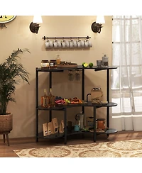 Slickblue Modern 3-Tier Liquor Bar Table with Stemware Holder and Storage Rack