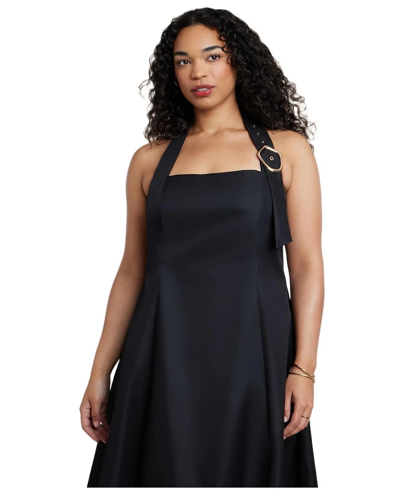 Eloquii Women's Buckle Neckline Maxi Dress