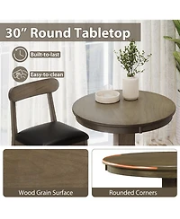 Slickblue Round Wood Pub Table with Pedestal Base for Dining Room or Kitchen