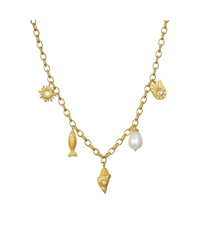 Satya Jewelry Blessings of the Sea Multi Charm Necklace