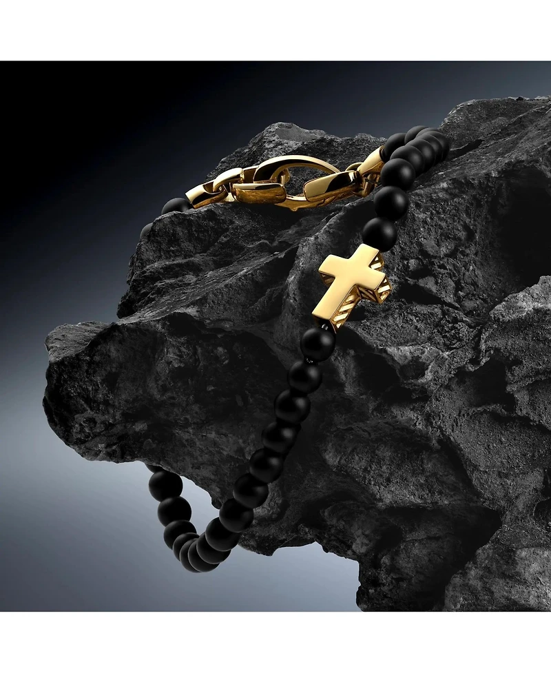 Vincero Stone Cross Bead Amulet 14K Gold