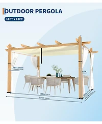 homfan 10' x 10' Outdoor Pergola Retractable Waterproof Canopy and Mesh Screens, Powder-Coated Aluminum Frame