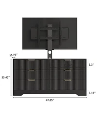 homfan Tv Stand with Mount, Media Console 6 Drawers, Large Storage Capacity Entertainment Center 2 Mounting Options for Living Room
