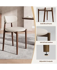 homfan Set of 2 Dining Chairs, Fabric Upholstered Farmhouse Chairs with Wood Legs for Room or Kitchen