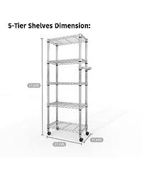 homfan Rolling Bar Cart, 61 Inch Metal Display Rack with Adjustable Shelves and Locking Wheels for Kitchen or Pantry