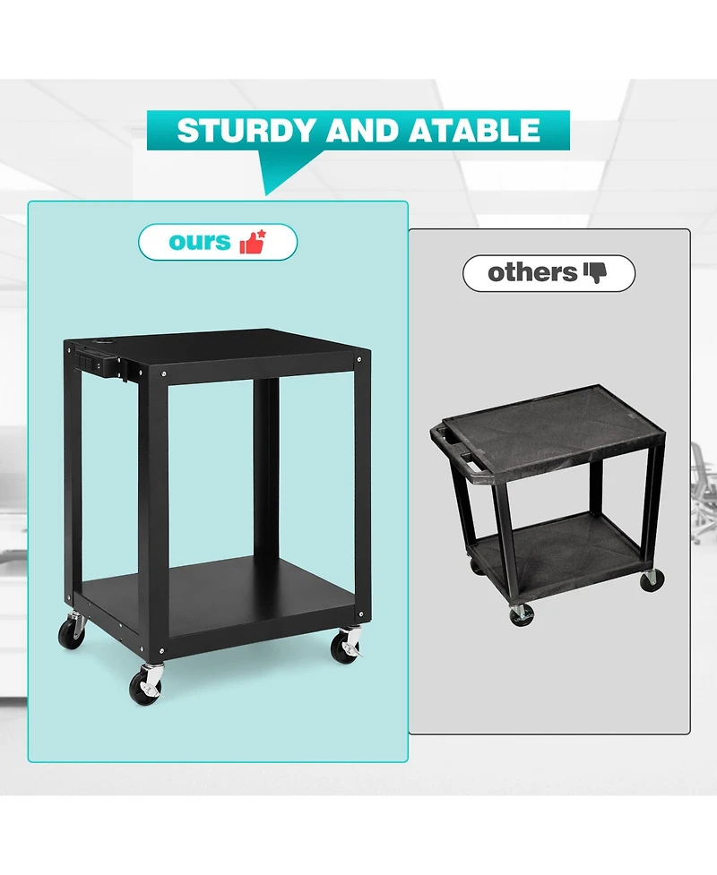 homfan 2 Tier Bar Cart, 19 Inch Heavy Duty Rolling Utility Cart with Adjustable Shelves and Locking Wheels for Kitchen or Pantry
