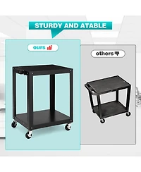 homfan 2 Tier Bar Cart, 19 Inch Heavy Duty Rolling Utility Cart with Adjustable Shelves and Locking Wheels for Kitchen or Pantry