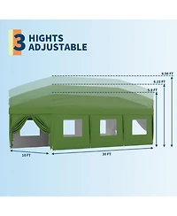 homfan Heavy Duty Pop Up Canopy TentRemovable Sidewalls, Adjustable Height, Sandbags, Stakes and Portable Carry Bag