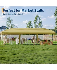 homfan Heavy Duty Pop Up Canopy TentRemovable Sidewalls, Adjustable Height, Sandbags, Stakes and Portable Carry Bag