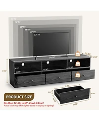 homfan Tv Stand for TVs Up to 80 Inches, Modern Entertainment Center with Open Shelf Drawer Cable Hole, Waterproof, Anti-Stain Media Console