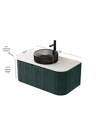 Sillysis Wall-Mounted Bathroom Vanity with Crystal Glass Sink, Sintered Stone Top, Soft Close Drawer