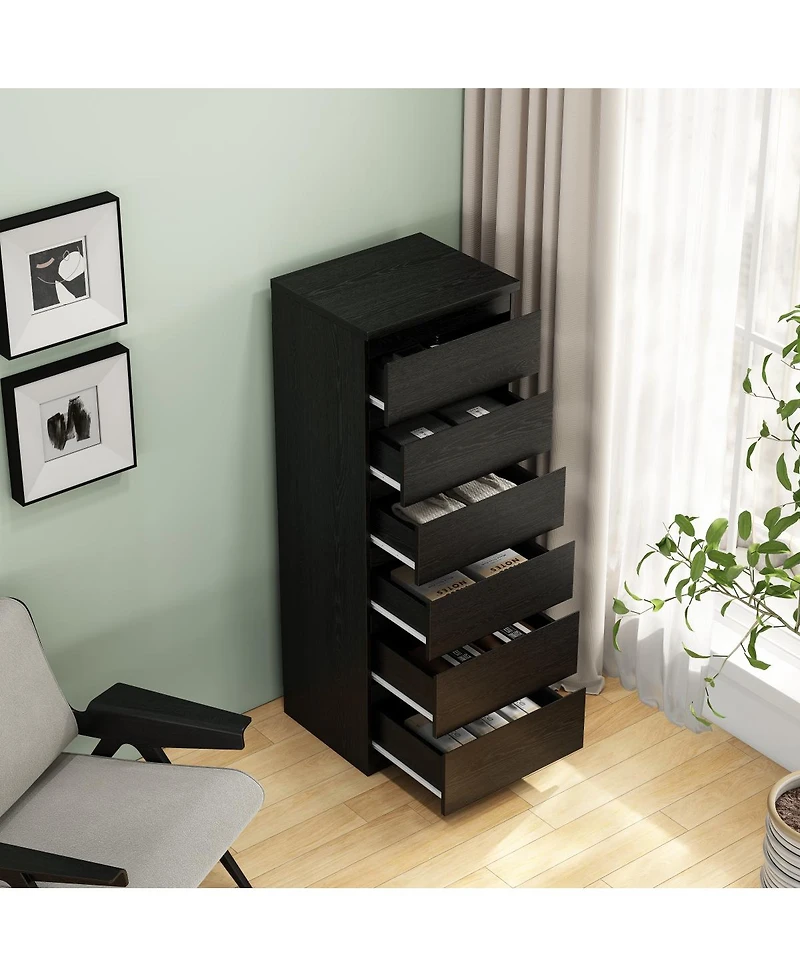 Streamdale Furniture 6-Drawer Modern Storage Dresser 18.9'' Handle-Free Closet Chest