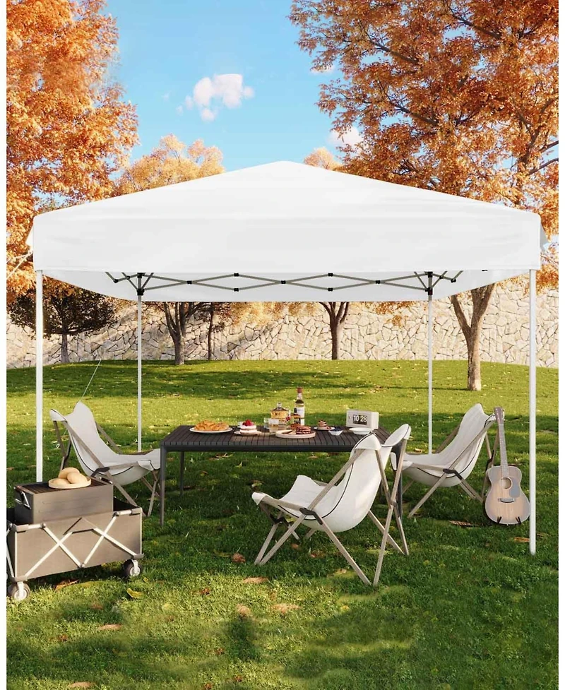 homfan Heavy Duty Pop Up Canopy Tent One-Button Easy Setup, Adjustable Height, Uv Protection, Sidewall, Roller Bag, 4 Weight Bags