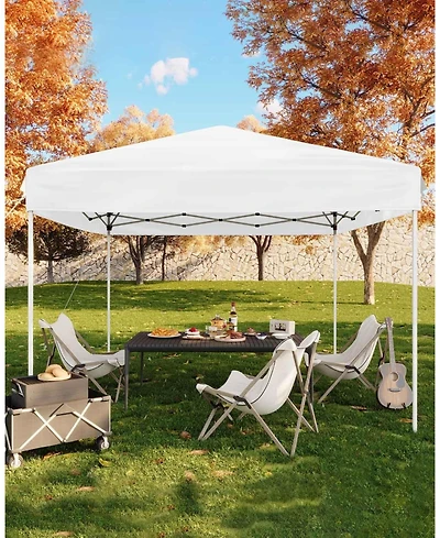 homfan Heavy Duty Pop Up Canopy Tent One-Button Easy Setup, Adjustable Height, Uv Protection, Sidewall, Roller Bag, 4 Weight Bags