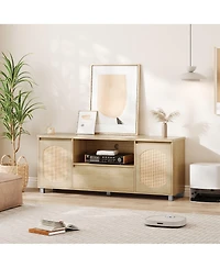 homfan 63in Tv Stand for Tvs Up to 70", Fluted Entertainment Center with Storage Drawer and Open Shelves, Modern TV Console Media Cabinet