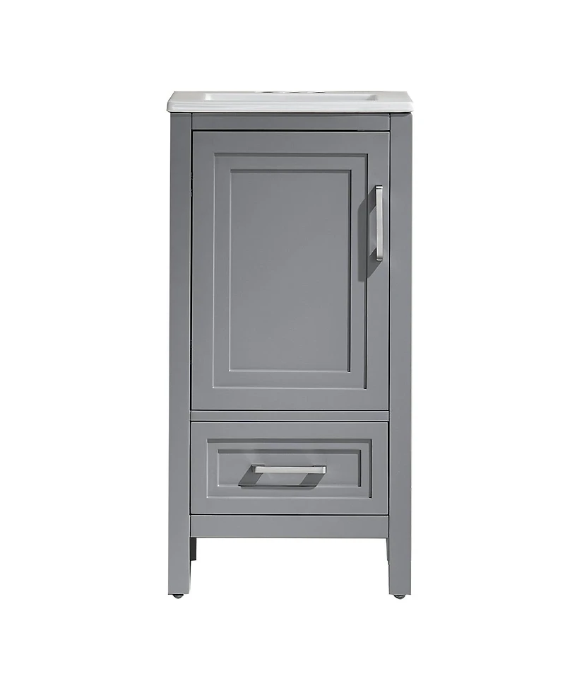 Sillysis Modern Bathroom Vanity with Ceramic Sink, Fully Assembled Cabinet, Soft Close Doors, Two Handle Options