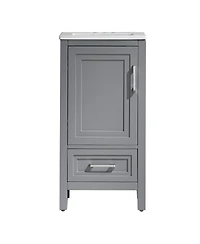 Sillysis Modern Bathroom Vanity with Ceramic Sink, Fully Assembled Cabinet, Soft Close Doors, Two Handle Options