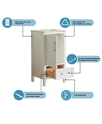 Sillysis Modern Bathroom Vanity with Ceramic Sink, Fully Assembled Cabinet, Soft Close Doors, Two Handle Options