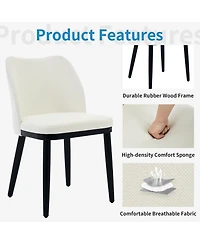 homfan Set of 2 Dining Chairs, Linen Upholstered Mid Century Chairs with Wood Legs for Dining Room or Kitchen